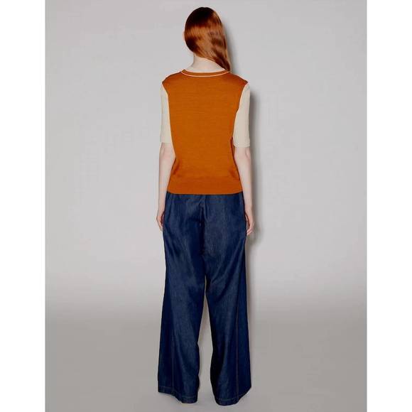NEW ROSETTA GETTY v-neck sweater vest in cognac - Picture 3 of 4